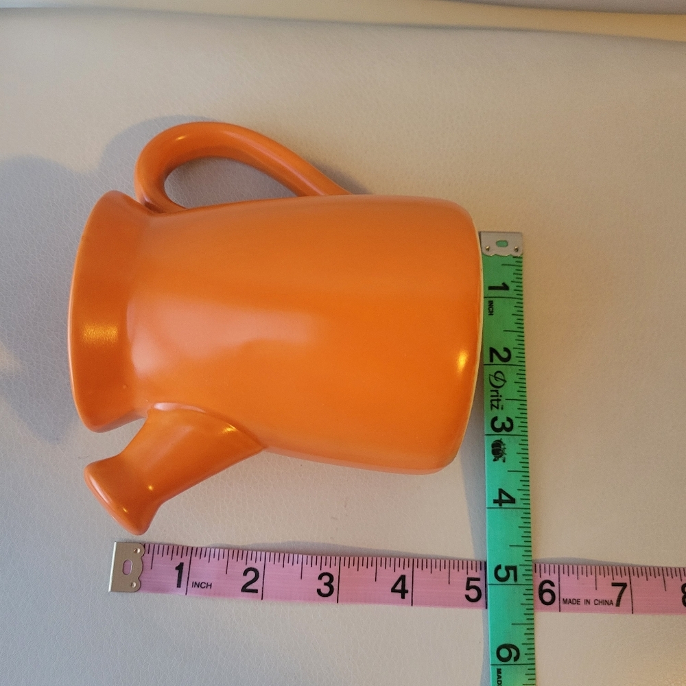 Vintage Orange Ceramic Pottery Vase Shaped Like Watering Can ~ Cute & Cheery - Picture 15 of 16